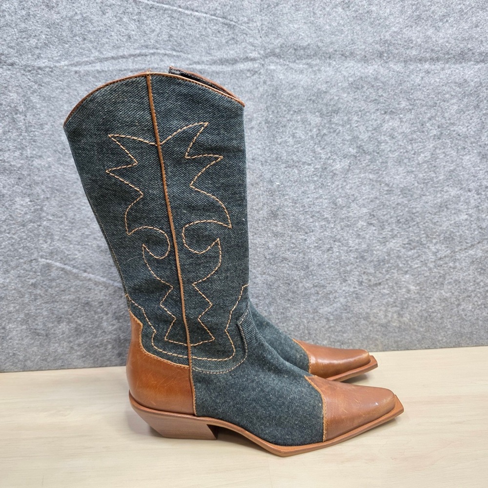 Coconut Matisse Women's Faux Leather Denim Cowboy Boots Western Size 7.5 M - Picture 2 of 12